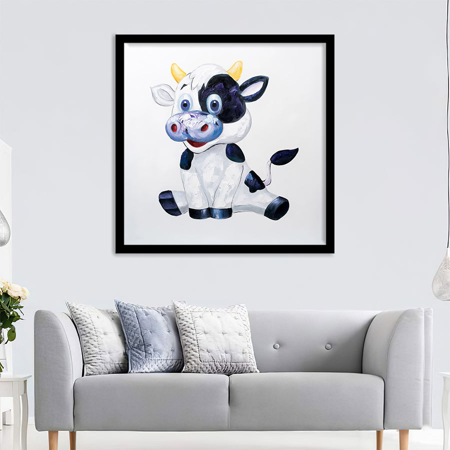 Wall Art Print | Cheerful Cow - Animal Art, Framed Prints, Art Prints