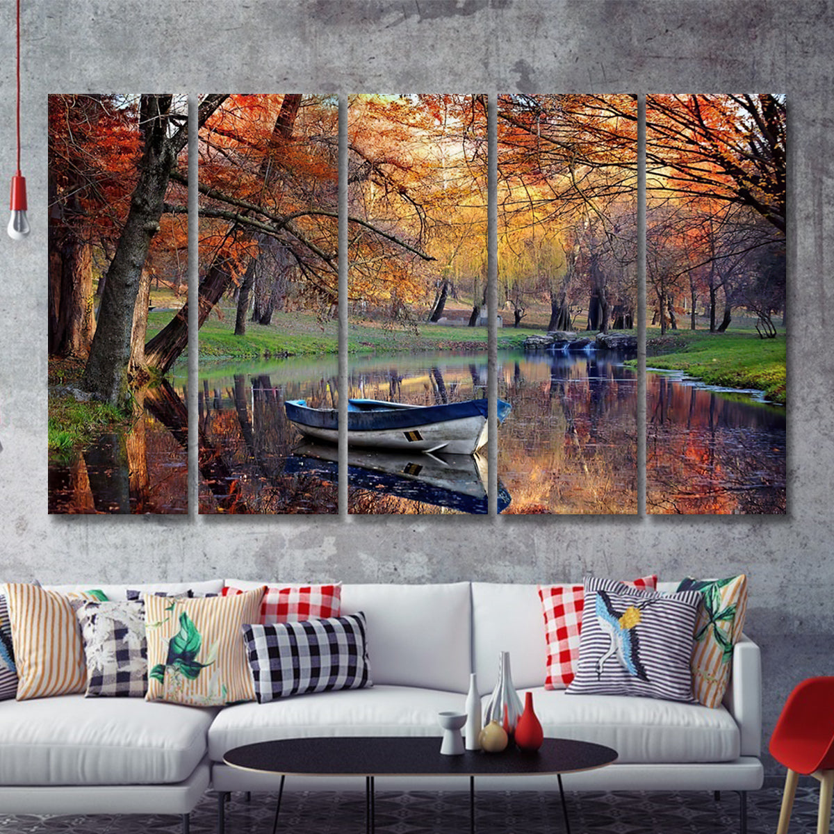 Colorful Autumn Landscape 5 Pieces Canvas Prints Wall Art
