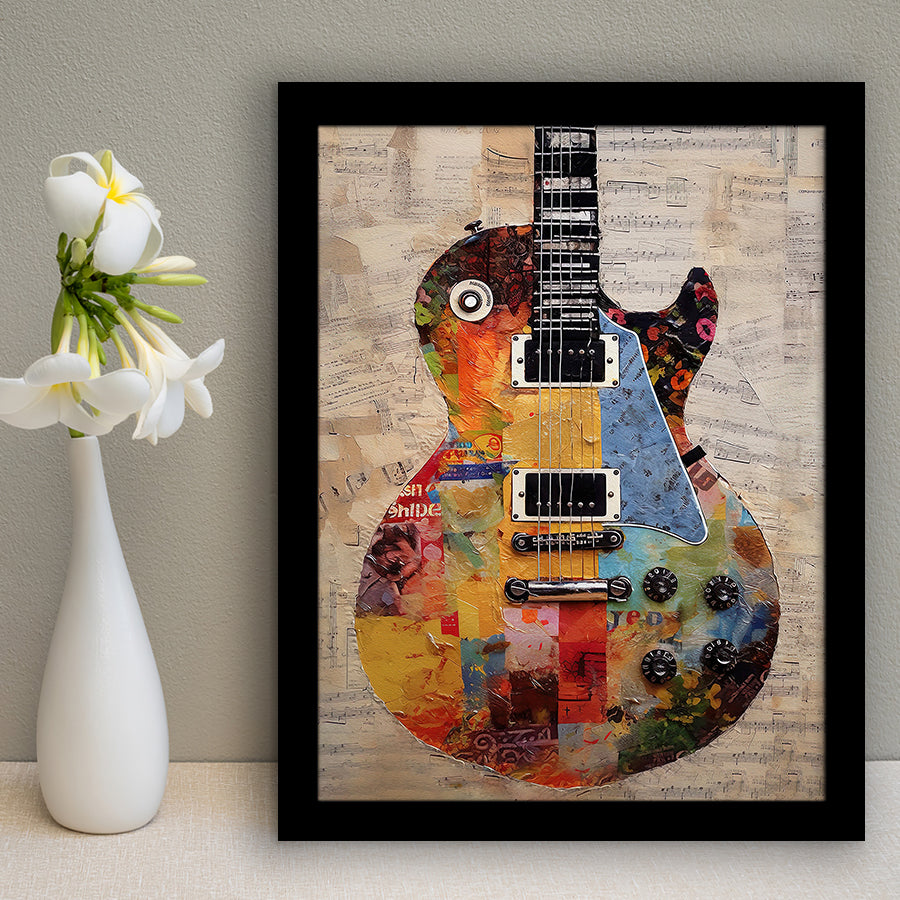 Duo Electric Guitar Art, Music Room Art V1 Framed Art Prints Wall Decor, Framed Picture, Large Picture