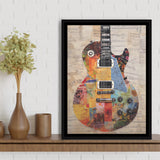 Duo Electric Guitar Art, Music Room Art V1 Framed Canvas Prints Wall Art, Floating Frame, Large Canvas Home Decor
