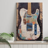 Duo Electric Guitar Art, Music Room Art V2 Canvas Prints Wall Art, Home Living Room Decor, Large Canvas