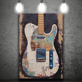 Duo Electric Guitar Art, Music Room Art V2 Canvas Prints Wall Art, Home Living Room Decor, Large Canvas