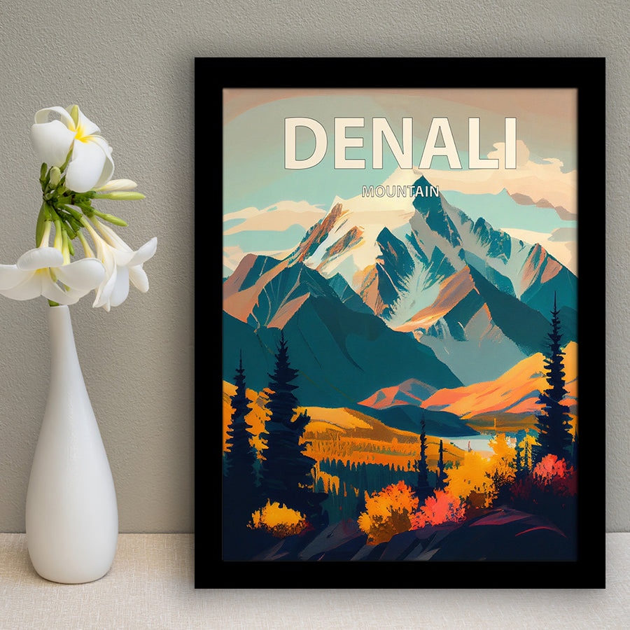 Denali Mountain Retro Art Print, City Art Print, Framed Art Print Wall Art Home Decor, Framed Picture