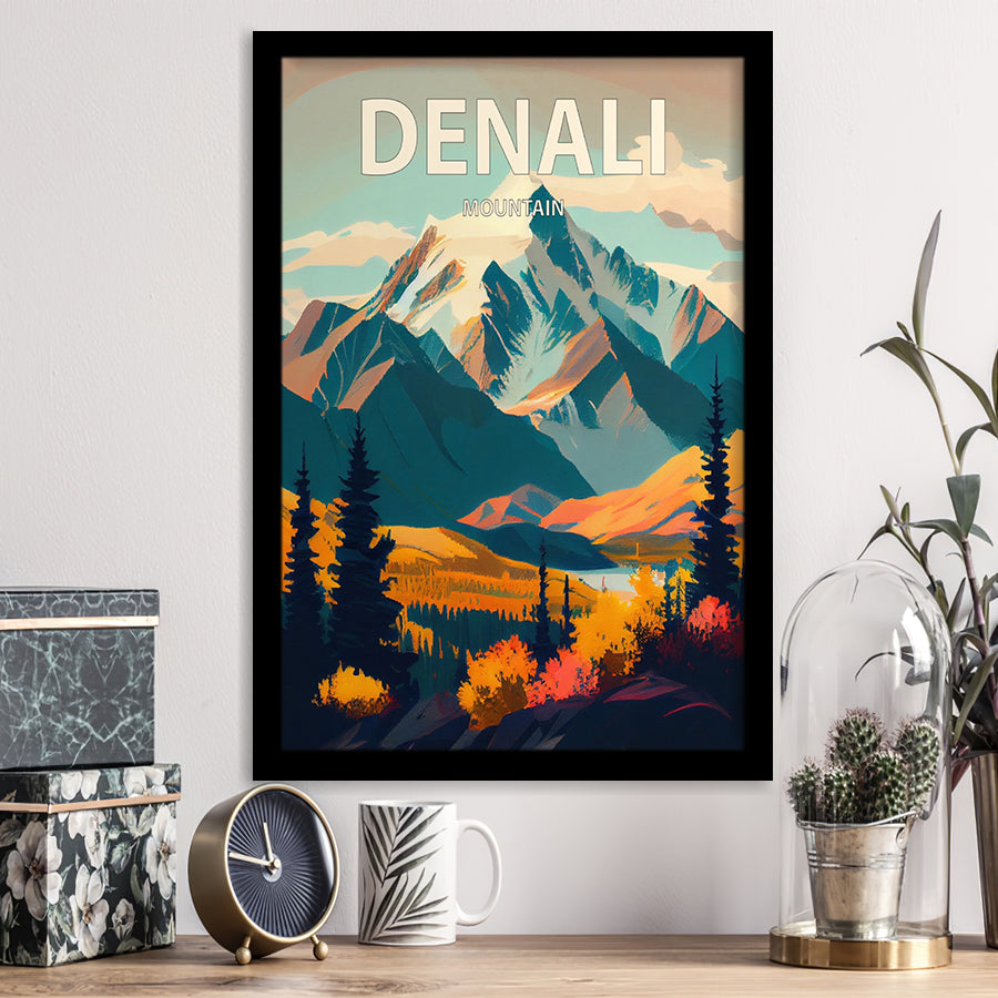 Denali Mountain Retro Art Print, City Art Print, Framed Art Print Wall Art Home Decor, Framed Picture
