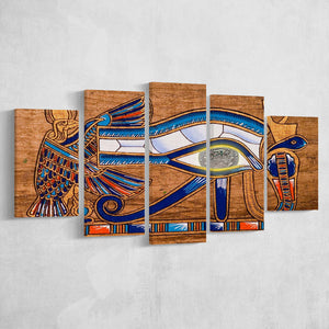 Egypt Ancient Canvas Art, Eye Of Horus, Ancient Egypt Art, 5 Panel Canvas Prints Wall Art,Mixed Canvas, Large Canvas