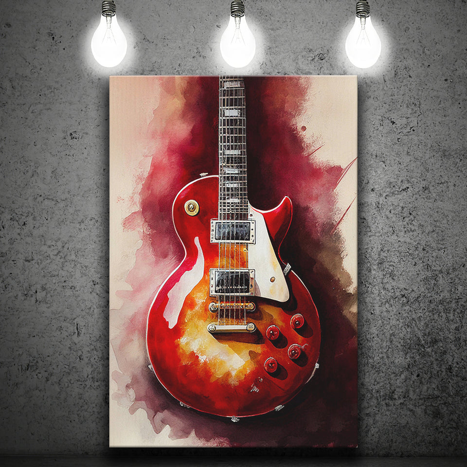 Electric Guitar Music Room Painting Art V1 Canvas Prints Wall Art, Home Living Room Decor, Large Canvas