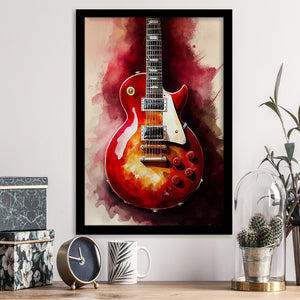 Electric Guitar Music Room Painting Art V1 Framed Art Prints Wall Decor, Framed Picture, Large Picture