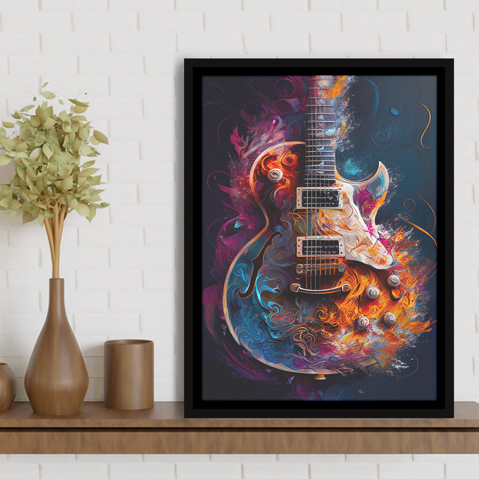 Electric Guitar Music Room Painting Art V3 Framed Canvas Prints