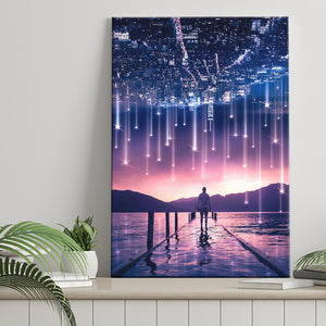 Fallen City In The Night Canvas Prints Wall Art - Painting Prints,Space Art, Home Wall Decor,Painting Canvas, For Sale