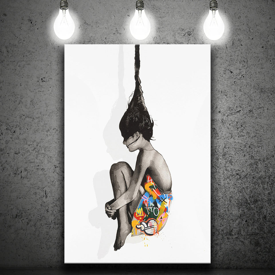 Falling Out Of Consciousness Graffiti Art, Canvas Prints Wall Art Home Decor, Ready to Hang