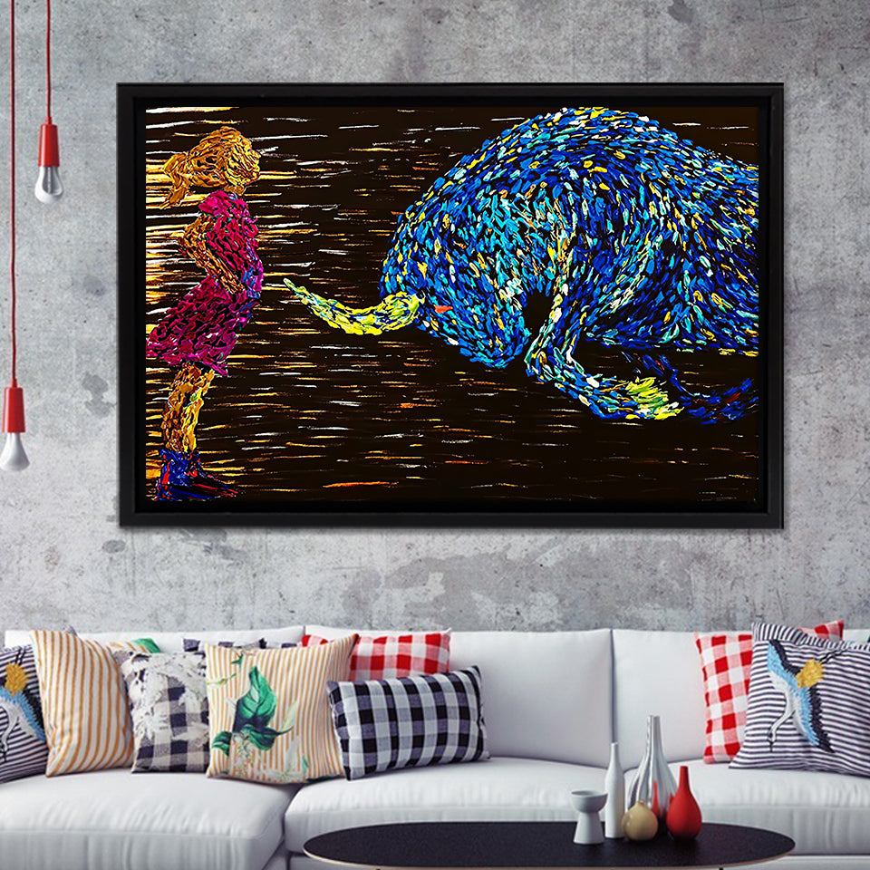 Fearless Girl V5 Framed Canvas Prints Wall Art - Painting Canvas, Floating Frame, Home Wall Decor