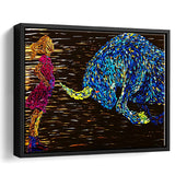 Fearless Girl V5 Framed Canvas Prints Wall Art - Painting Canvas, Floating Frame, Home Wall Decor