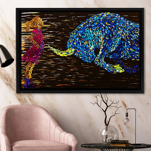 Fearless Girl V5 Framed Canvas Prints Wall Art - Painting Canvas, Floating Frame, Home Wall Decor