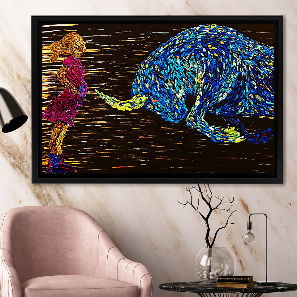 Fearless Girl V5 Framed Canvas Prints Wall Art - Painting Canvas, Floating Frame, Home Wall Decor