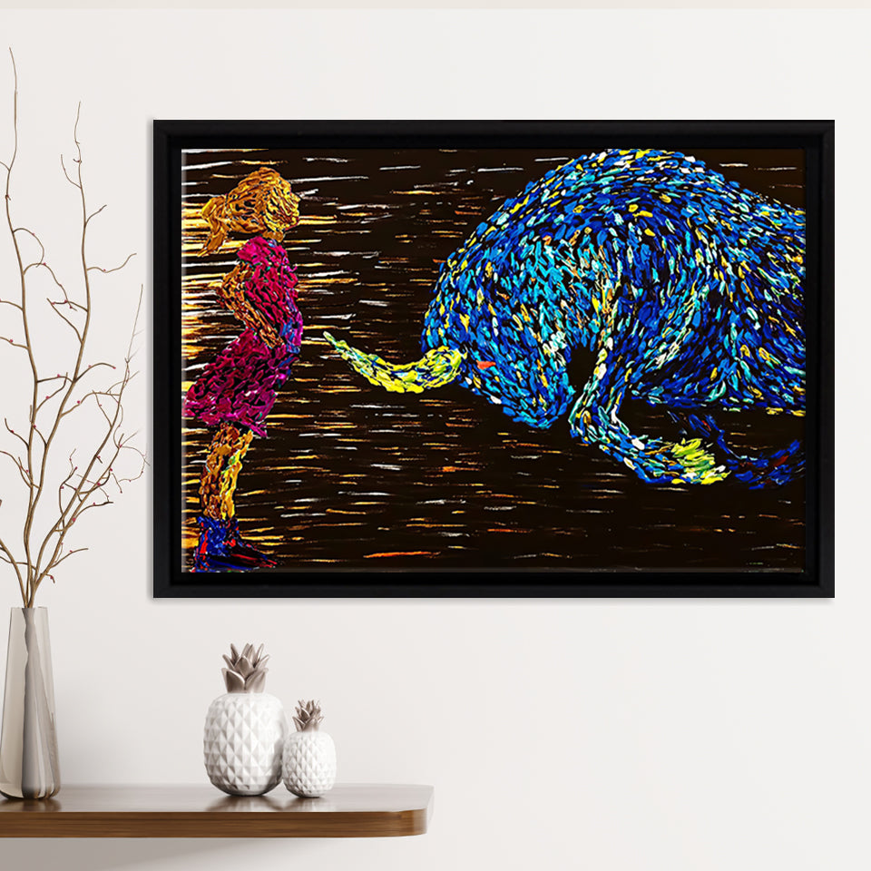 Fearless Girl V5 Framed Canvas Prints Wall Art - Painting Canvas, Floating Frame, Home Wall Decor