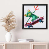 Canvas Wall Art | Frog On Skateboard - Animal Art, Framed Canvas, Painting Canvas