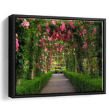Garden Path With Beautiful Red Roses Framed Canvas Prints Wall Art - Painting Canvas, Wall Decor, Floating Frame,Painting Prints, For Sale