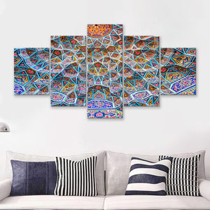 Geometrical Islamic Art 5 Pieces Canvas Prints Wall Art - Painting Canvas, Multi Panel, Wall Decor, Canvas Art