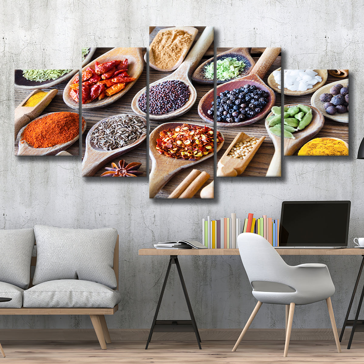 Herbs Spices Foods Kitchen Wall Art, Multi Panels, 5 Pieces