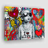 I Love Life Banksy Graffiti Wall Canvas Prints Wall Art - Painting Prints, Wall Decor, Art Prints