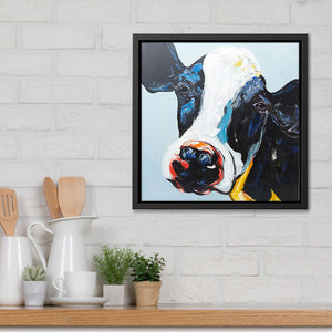 Canvas Wall Art | Inquisitive Cow - Animal Art, Framed Canvas, Painting Canvas
