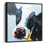 Canvas Wall Art | Inquisitive Cow - Animal Art, Framed Canvas, Painting Canvas