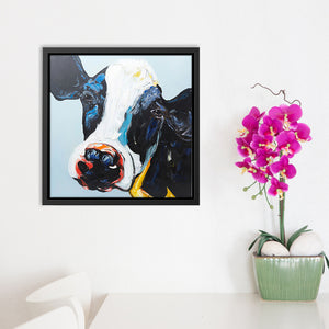 Canvas Wall Art | Inquisitive Cow - Animal Art, Framed Canvas, Painting Canvas