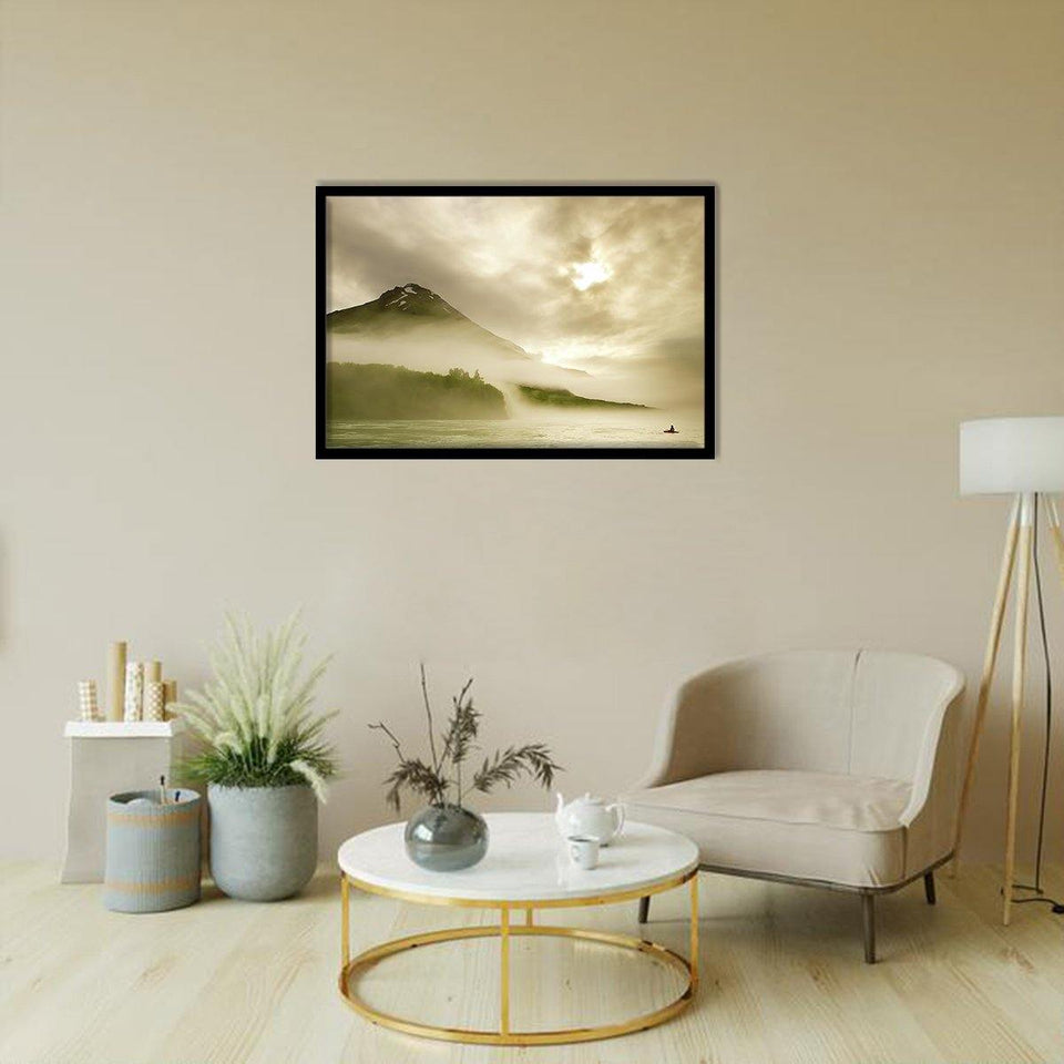 Kayaker And Marine Fog On The Alsek - Mountain Art, Print Art, Frame Art