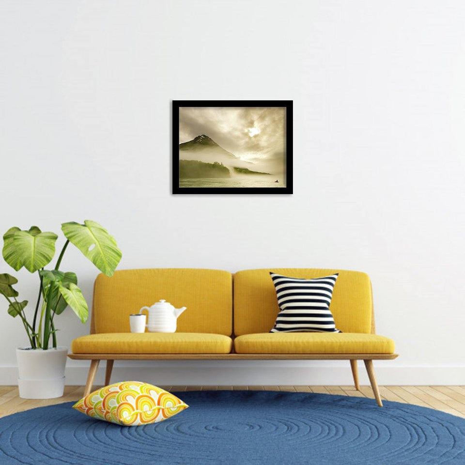 Kayaker And Marine Fog On The Alsek - Mountain Art, Print Art, Frame Art