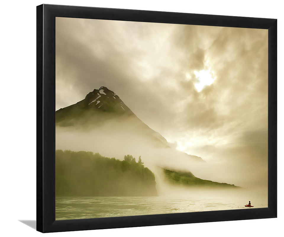 Kayaker And Marine Fog On The Alsek - Mountain Art, Print Art, Frame Art
