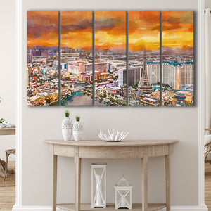 Las Vegas Nevada Usa Skyline Over V1 5 Pieces Extra Large Canvas Prints Wall Art Home Decor