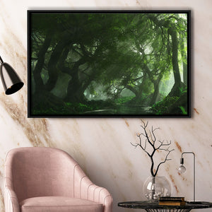 Long Big Tree Forest And A River Framed Canvas Prints Wall Art - Painting Canvas, Wall Decor, Floating Frame,Painting Prints, For Sale