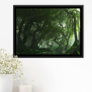 Long Big Tree Forest And A River Framed Canvas Prints Wall Art - Painting Canvas, Wall Decor, Floating Frame,Painting Prints, For Sale