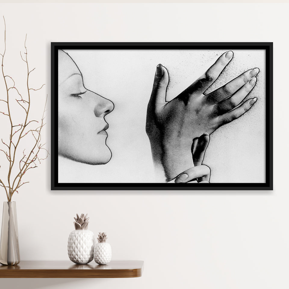 Man Ray Black And White Print, Solarised Woman Framed Canvas Prints Wa
