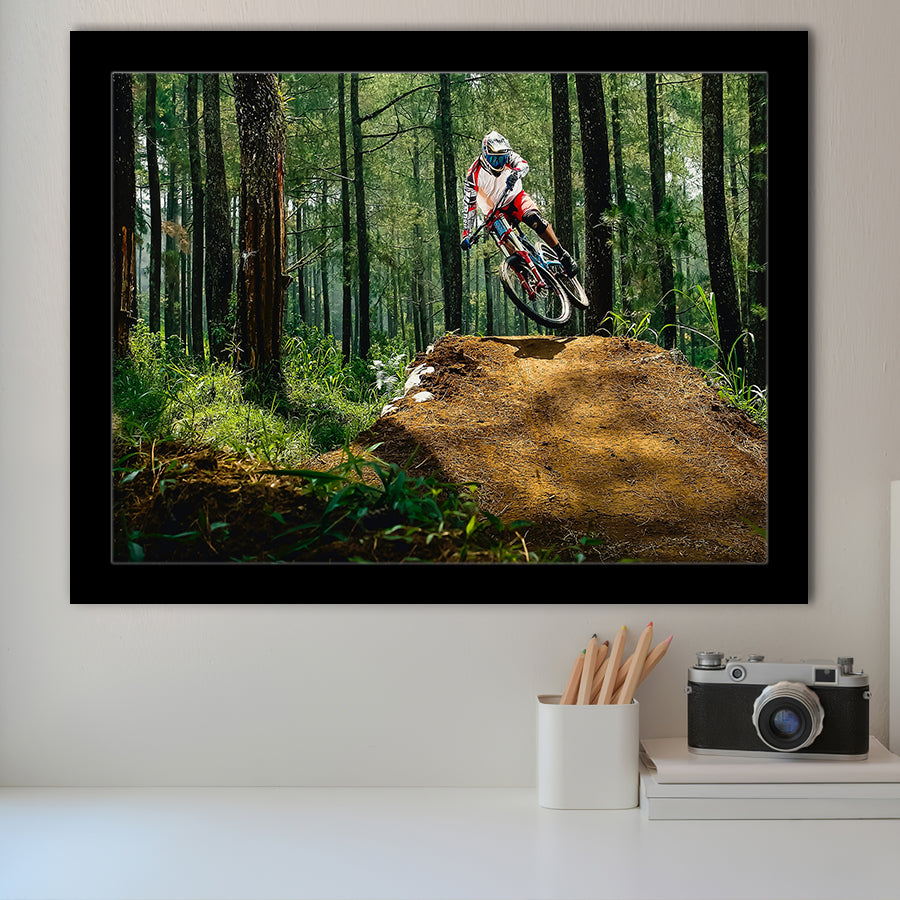 Mountain Bike, Dirt Bike Wall Decor Framed Art Prints Wall Art Decor,Black Frame, Ready to hang