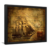 Old Pirates Treasure Map Framed Art Prints Wall Decor - Painting Art, Wall Decor, Framed Picture,Painting Prints, For Sale