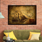 Old Pirates Treasure Map Framed Art Prints Wall Decor - Painting Art, Wall Decor, Framed Picture,Painting Prints, For Sale