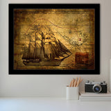 Old Pirates Treasure Map Framed Art Prints Wall Decor - Painting Art, Wall Decor, Framed Picture,Painting Prints, For Sale