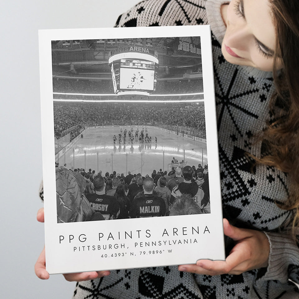 Ppg Paints Arena Pittsburgh Penguins Ice Hockey Lovers Black And White Art Canvas Prints Wall Art Home Decor