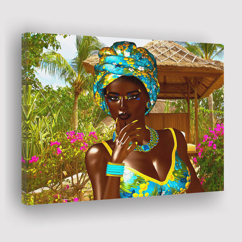 Proud African Woman in Cartoon Canvas Prints Wall Art - Painting Canvas, African Art, Home Wall Decor, Painting Prints, For Sale