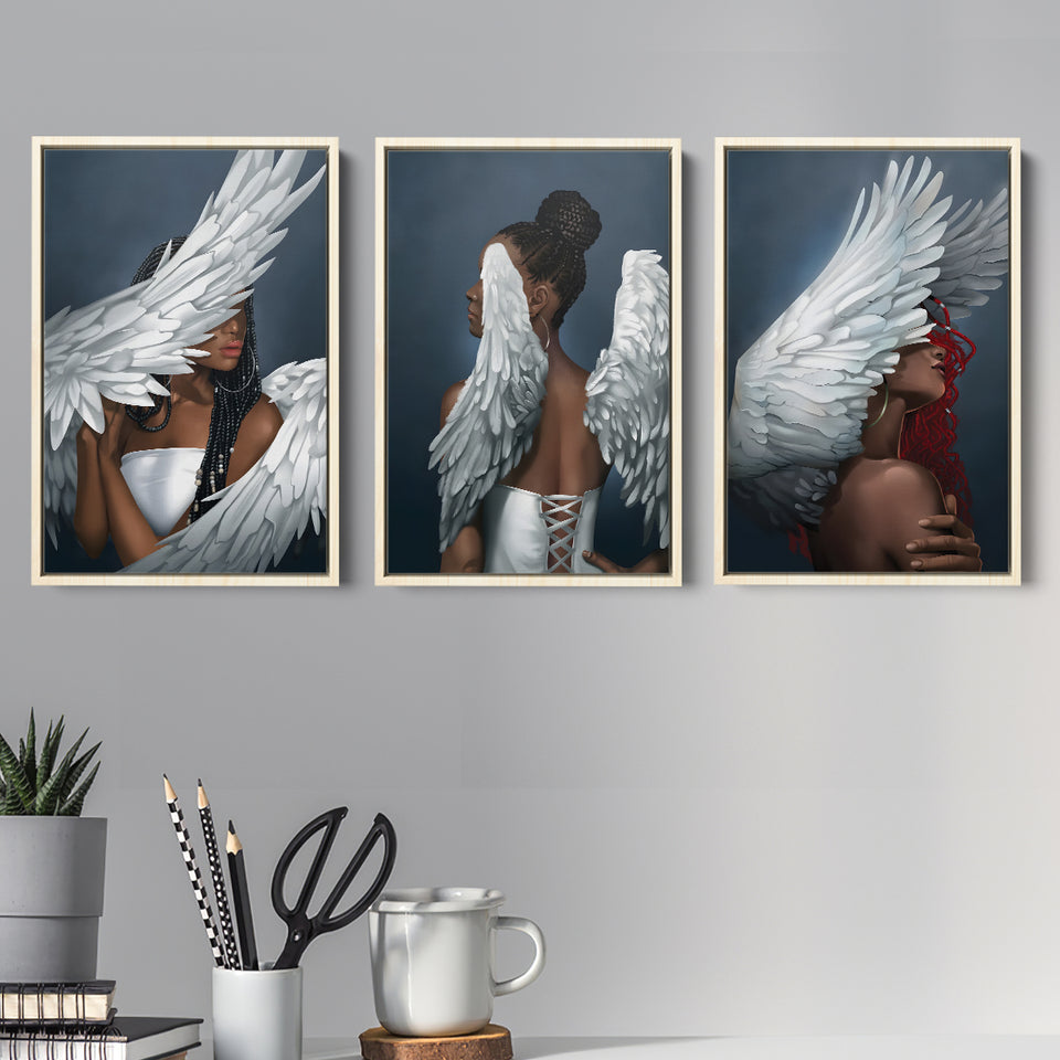 Rising Angels  Set of 3 Piece Framed Canvas Prints Wall Art Decor