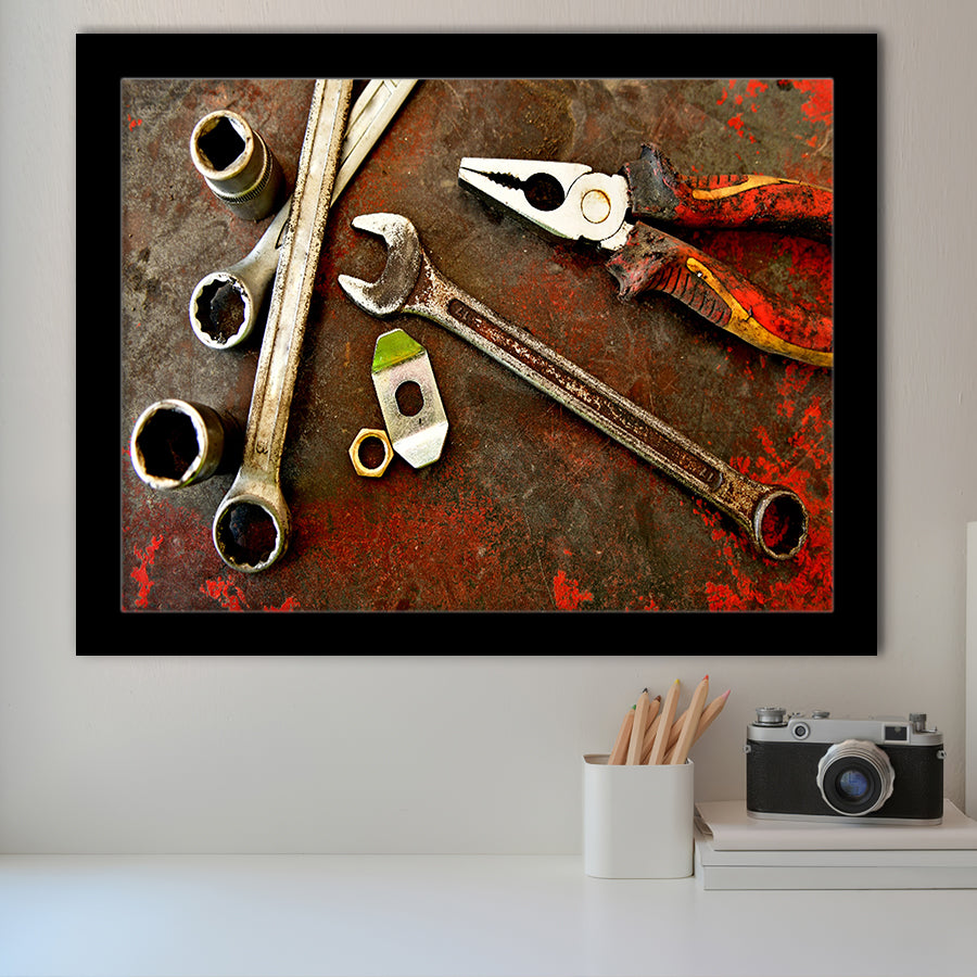 Rusty Toolst Old Tools Canvas Print Mechanic Gift Framed Art Prints Wall Art Decor, Framed Picture, Home Decor
