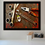 Rusty Toolst Old Tools Canvas Print Mechanic Gift Framed Art Prints Wall Art Decor, Framed Picture, Home Decor