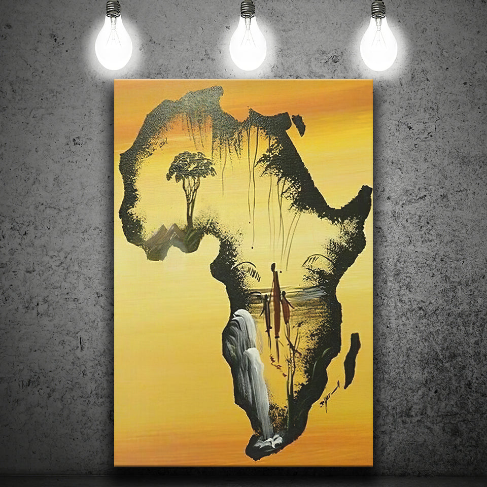 African map babys and mother Canvas Prints Wall Art - Painting Canvas, African Art, Home Wall Decor, Painting Prints, For Sale
