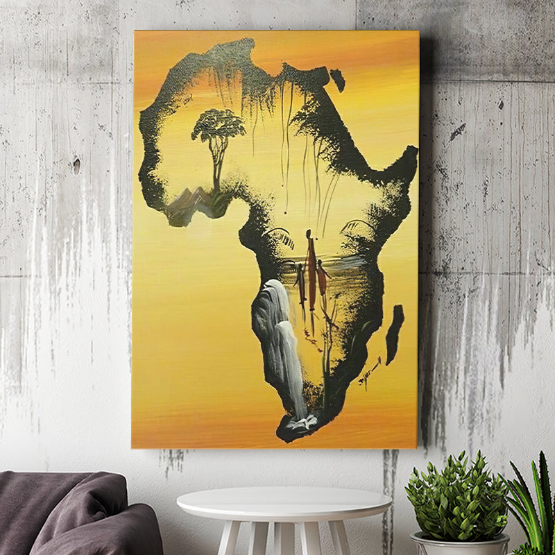 African map babys and mother Canvas Prints Wall Art - Painting Canvas, African Art, Home Wall Decor, Painting Prints, For Sale