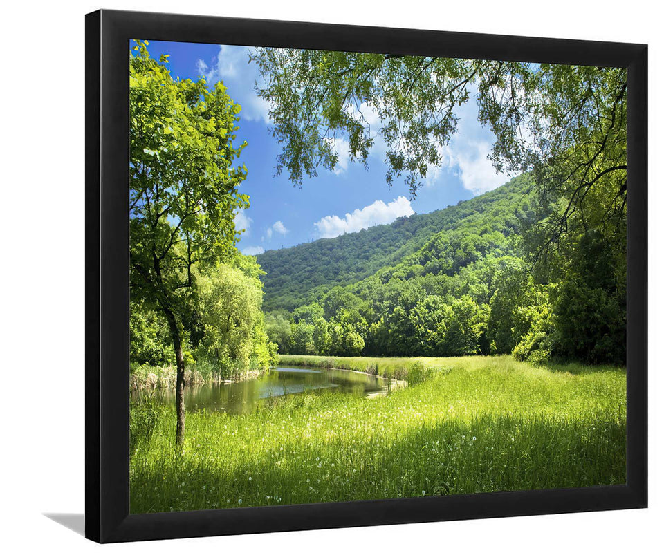 Summer Landscape with River-Forest art, Art print, Plexiglass Cover