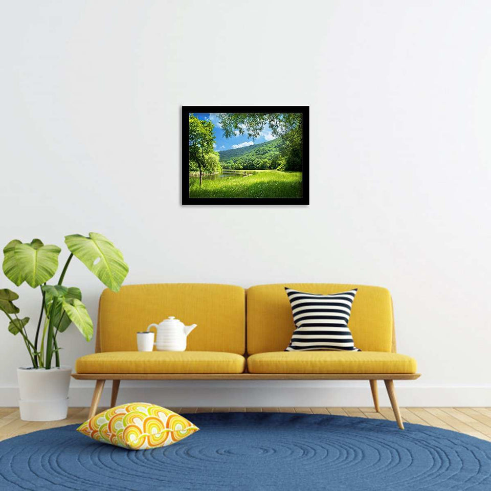 Summer Landscape with River-Forest art, Art print, Plexiglass Cover