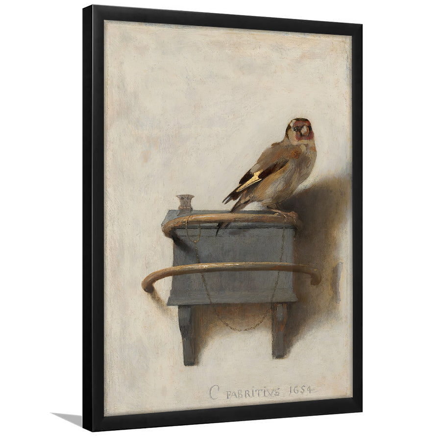 The Goldfinch By Fabritius Framed Art Prints Wall Decor - Painting Prints, Wall Art, Black Picture, Ready to hang