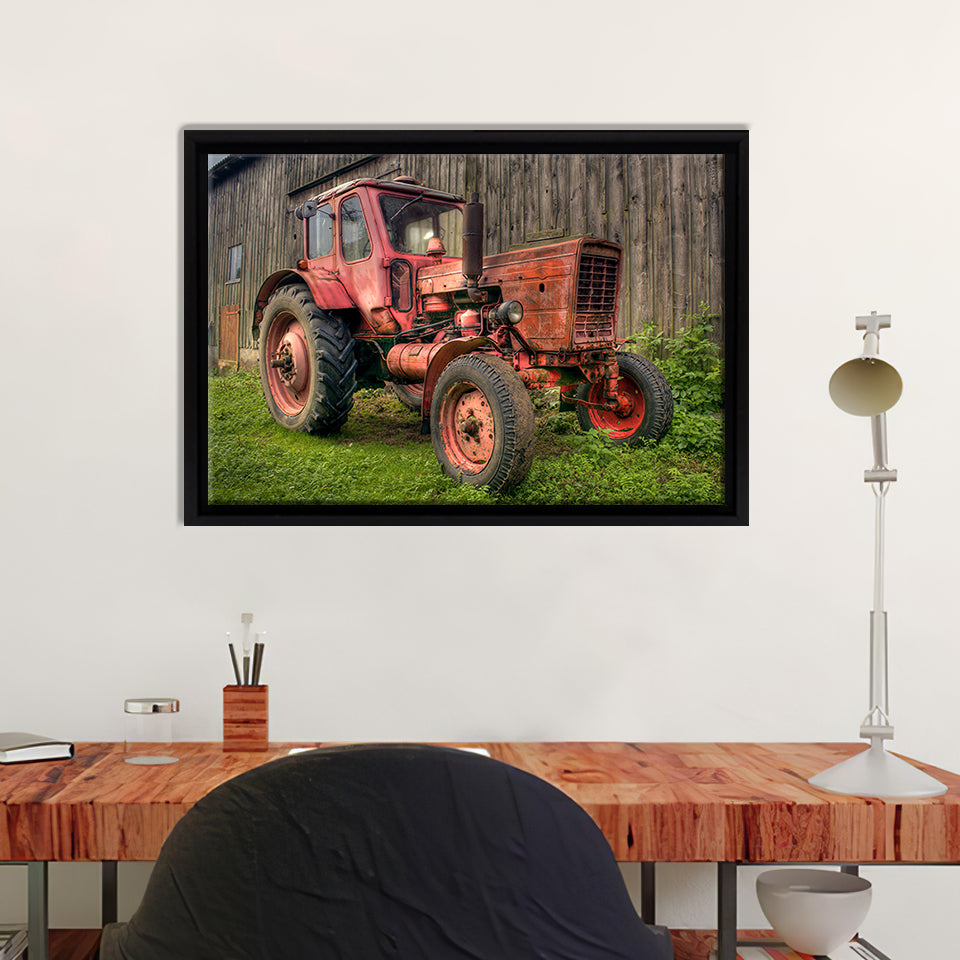 The Old Tractor Hdr Canvas Wall Art - Canvas Print, Framed Canvas, Painting Canvas