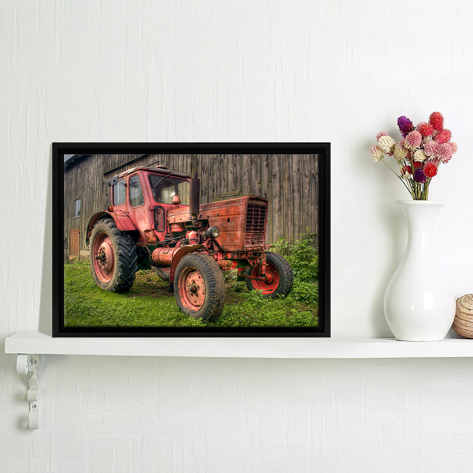The Old Tractor Hdr Canvas Wall Art - Canvas Print, Framed Canvas, Painting Canvas